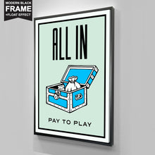 Load image into Gallery viewer, Framed All In Treasure Chest Wall Art Board Game Canvas Art &quot;All In&quot; by IKONICK
