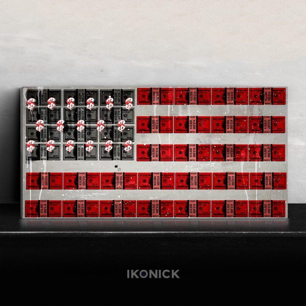 American Flag Money Wall Art Modern/Pop Culture Canvas Wall Art 